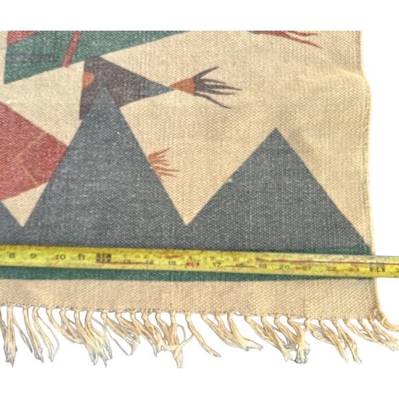 Vintage MCM South West Teepee Rug Boho Wall Art 24" x 42" Retro Native American - Picture 4 of 5